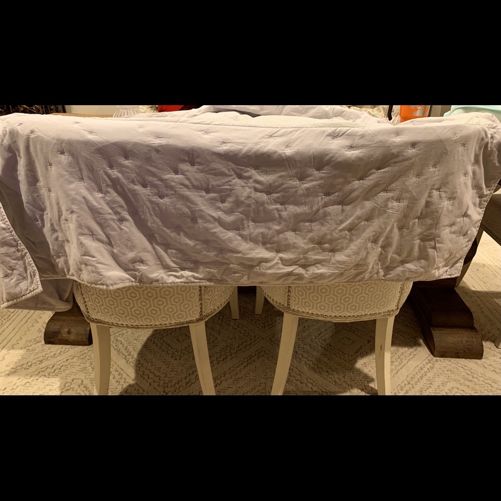 Pottery Barn Kids Crib bed skirt.  Grey with embroidered stars